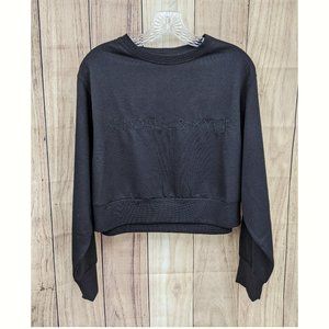 KENDALL & KYLIE Black Cropped Sweatshirt NWT Spell Out Logo Embroidered …